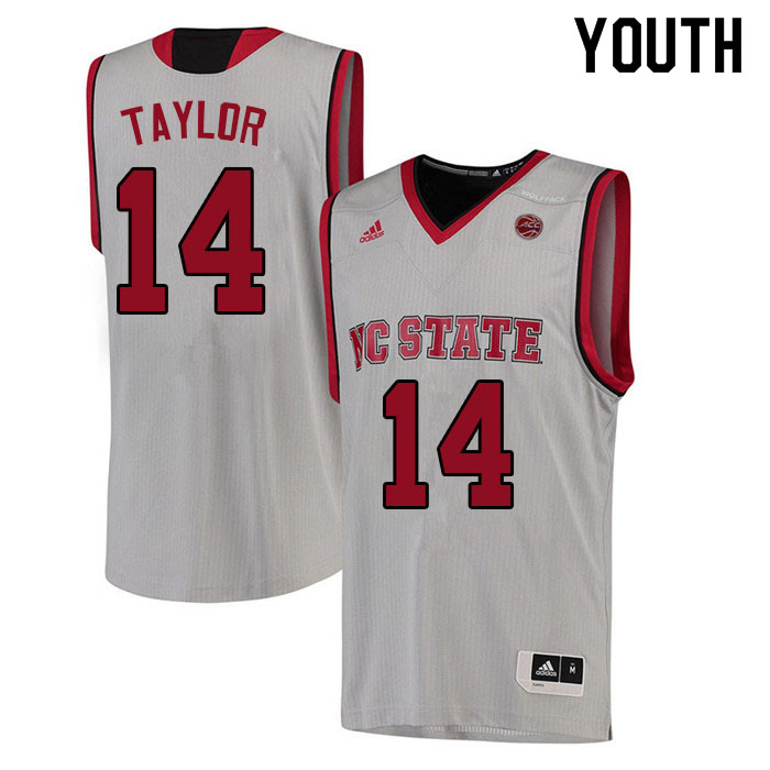 Youth #14 A.J. Taylor NC State Wolfpack College Basketball Jerseys Sale-White